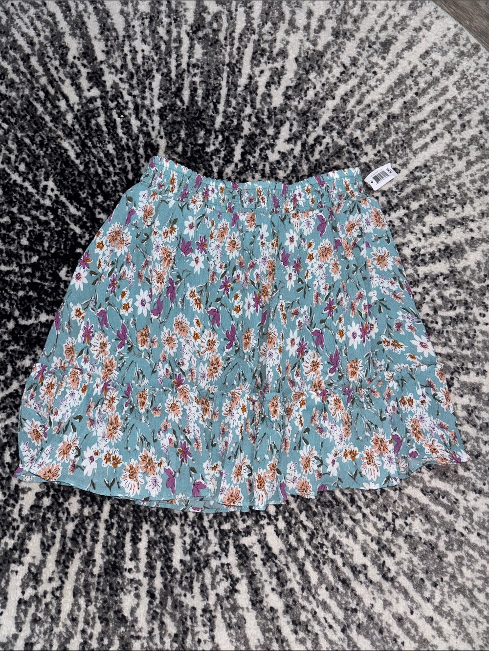 Floral Tiered Skirt in Teal Sz XXL - Picture 2 of 2